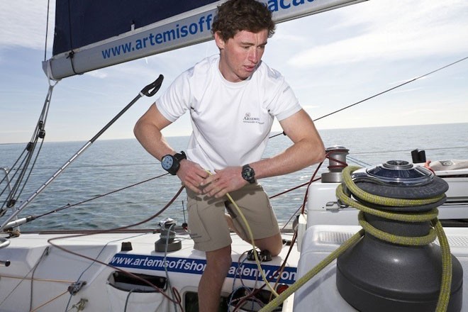 Academy soloist Jack Bouttell in action aboard his Figaro Bénéteau II © Thierry Seray